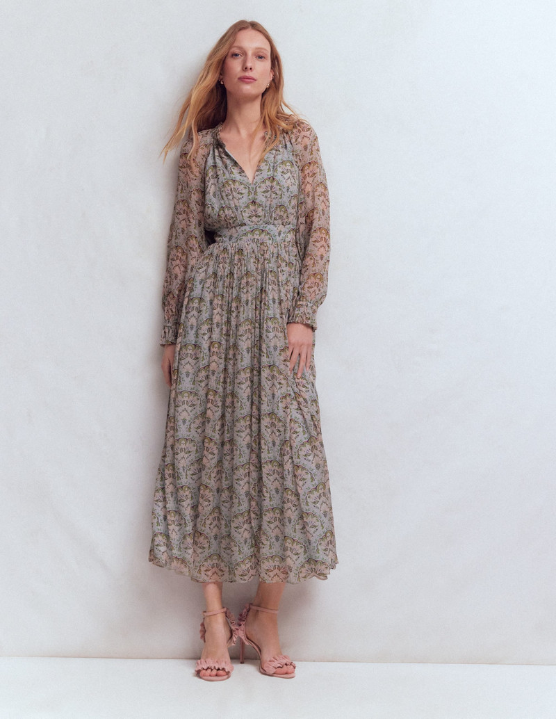 Romantic Ruffle Neck Dress-Multi Paradise Gardens 7
