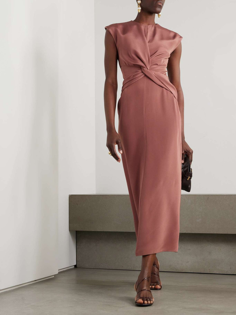 TOVE Jessa twist-front crepe midi dress Pink outlook