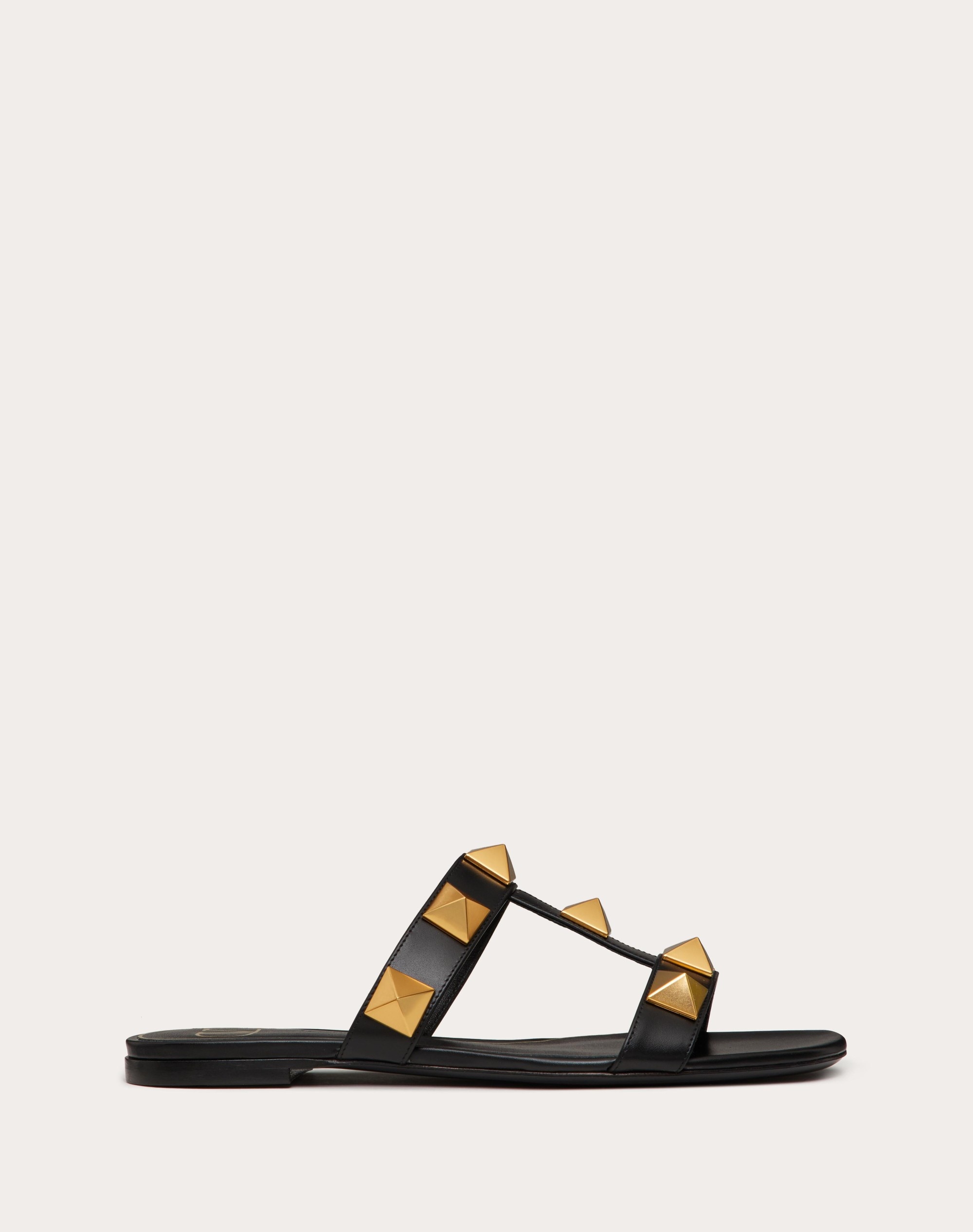 FLAT ROMAN STUD CALFSKIN SLIDE SANDAL - 1