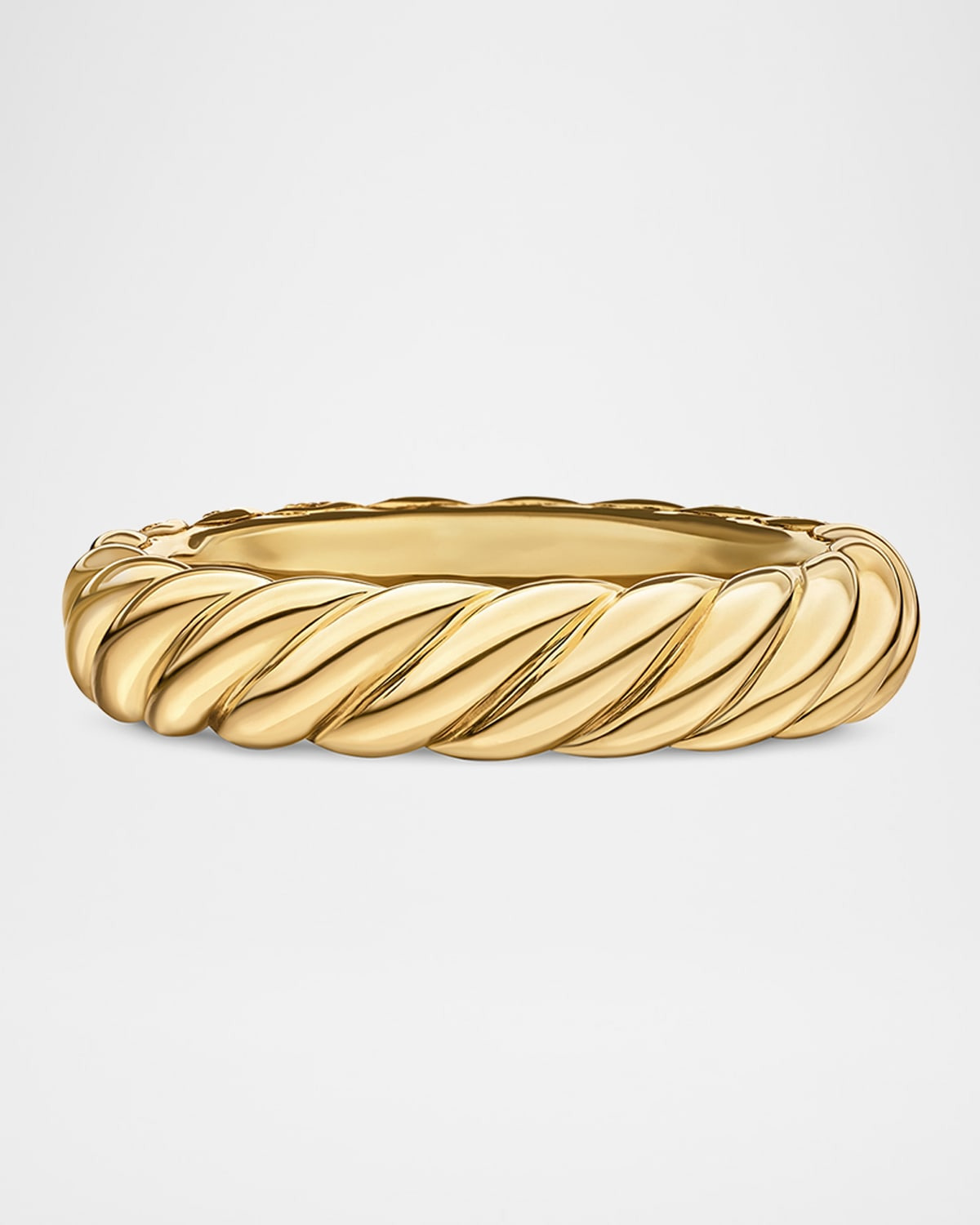 Sculpted Cable Band Ring with Diamonds in 18K Gold, 4.5mm - 9