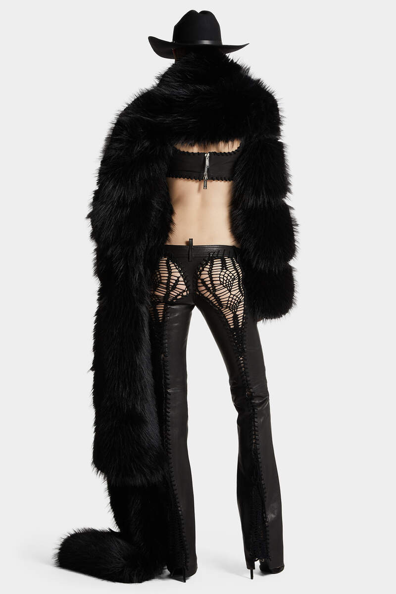 LEATHER TONG BIKER PANT - 4