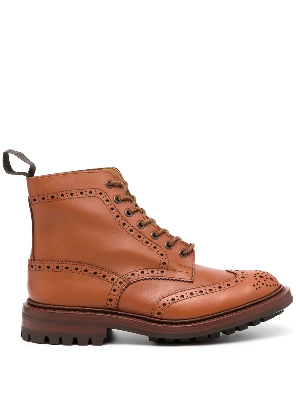 antique brogue leather boots - 1