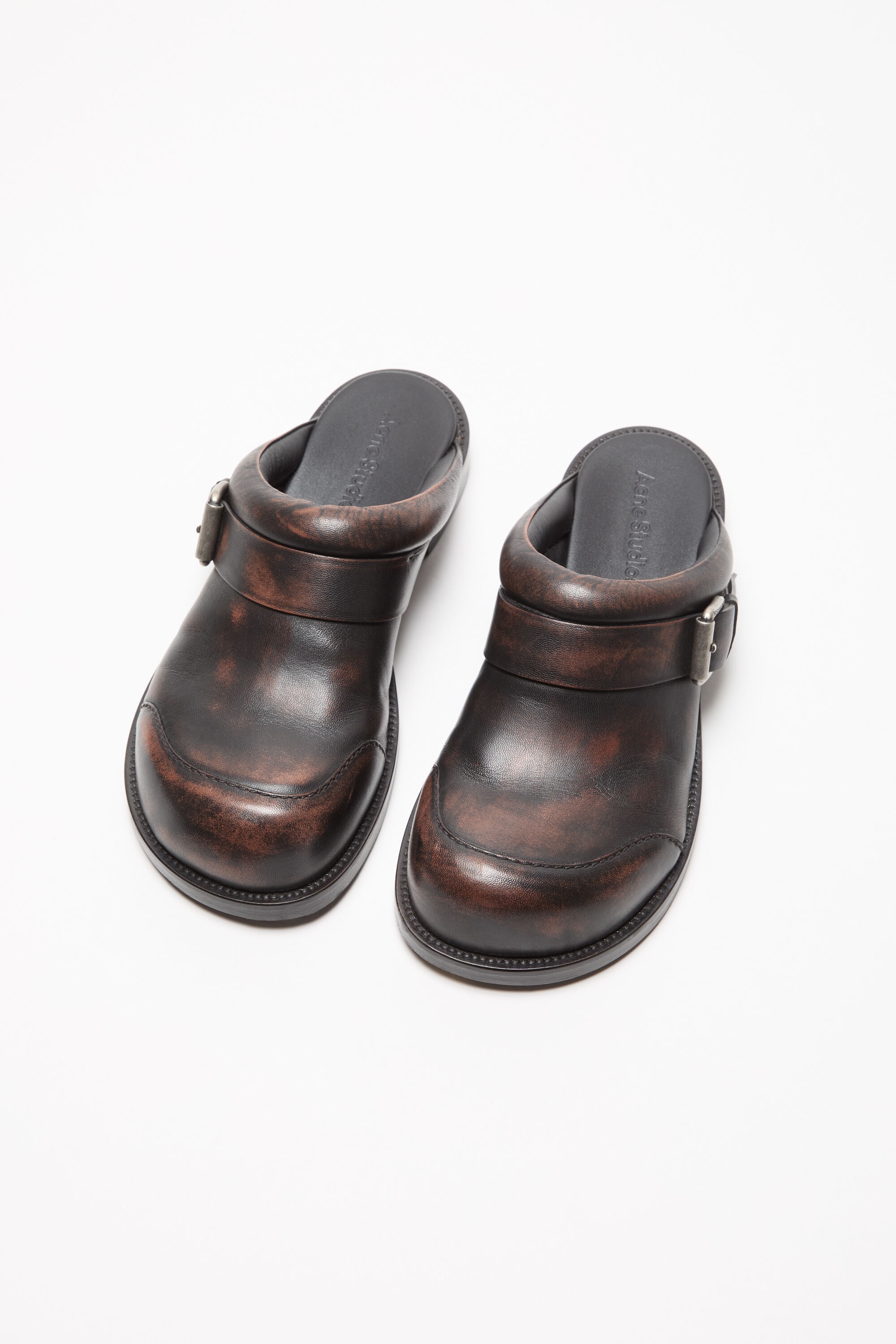 Leather buckle shoes - Brown/black - 3