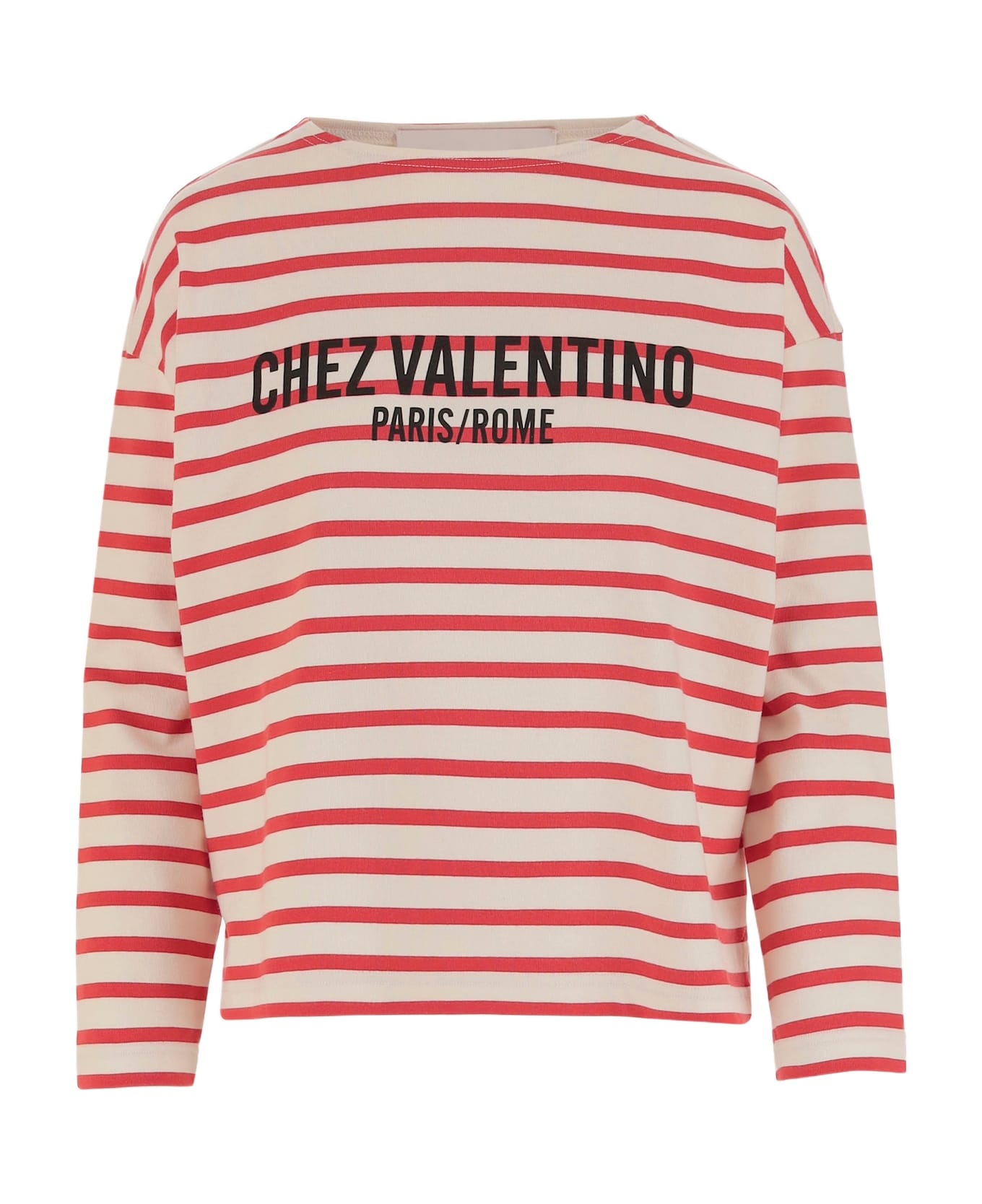 Long-sleeved Cotton T-shirt With Striped Pattern - 1