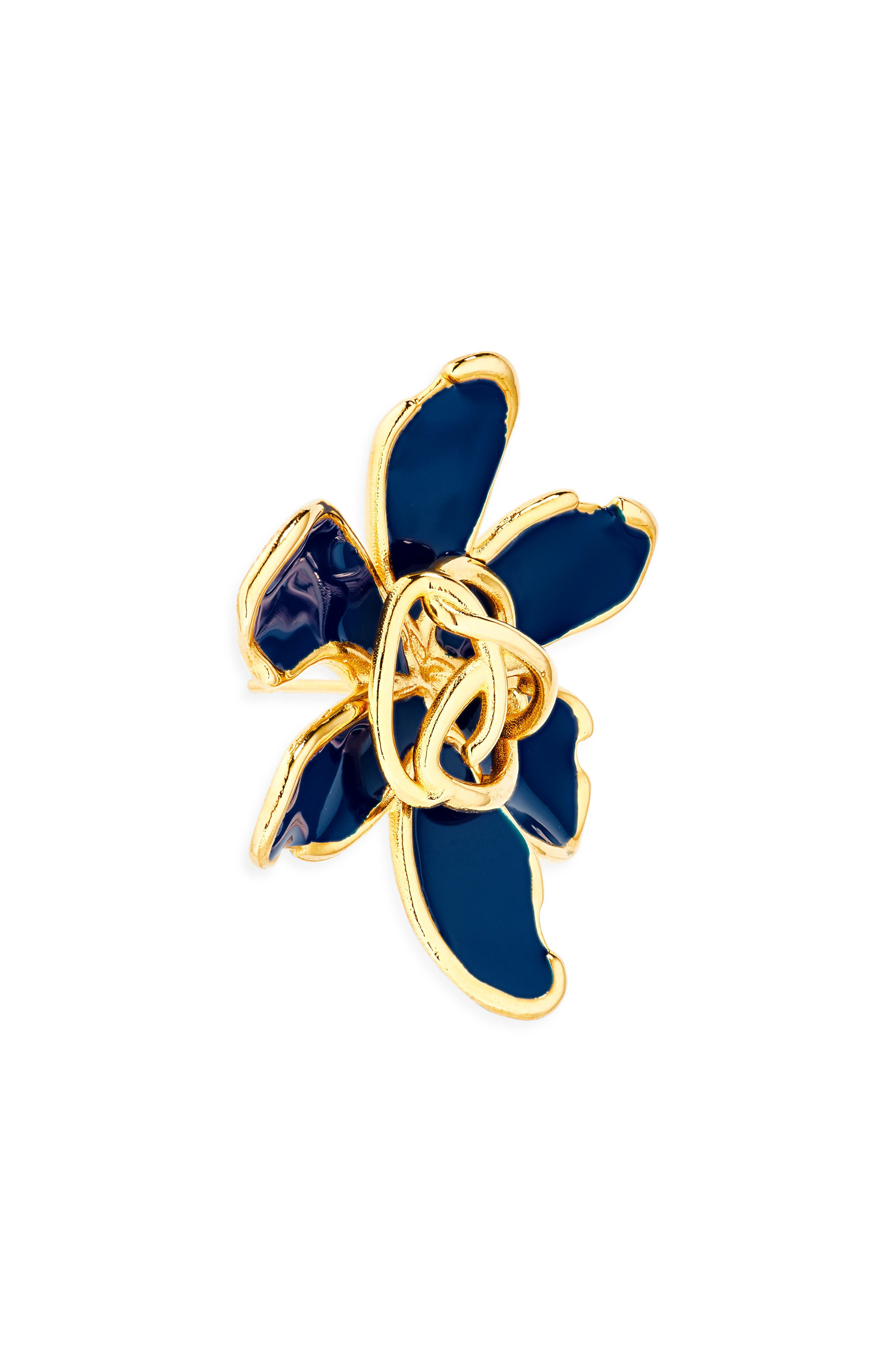 Oscar de la Renta O Enamel Flower Stud Earrings in Navy at Nordstrom - 6