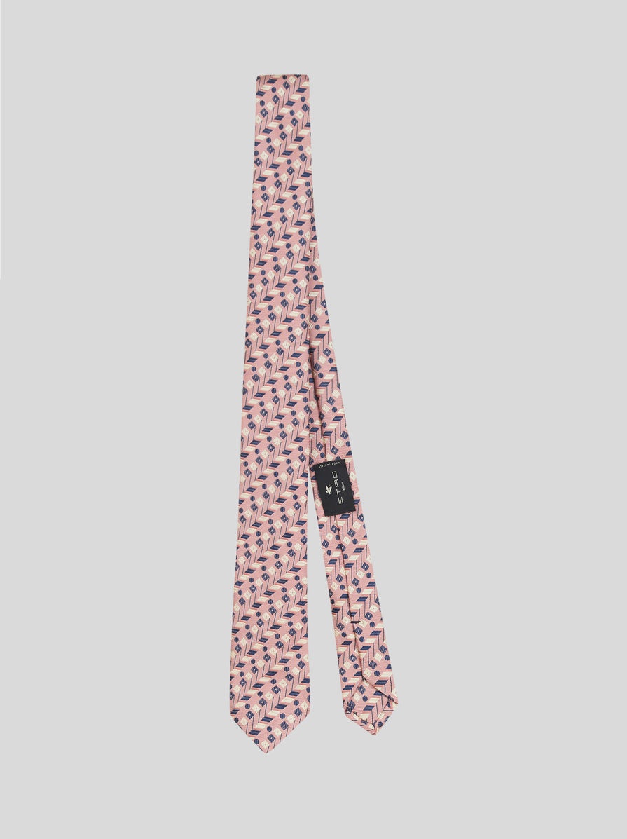 JACQUARD TIE WITH GEOMETRIC PATTERN - 1