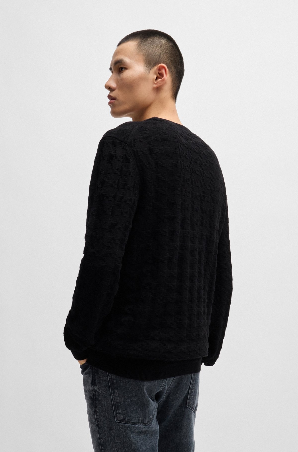 HOUNDSTOOTH CHECK SWEATER IN COTTON - 5