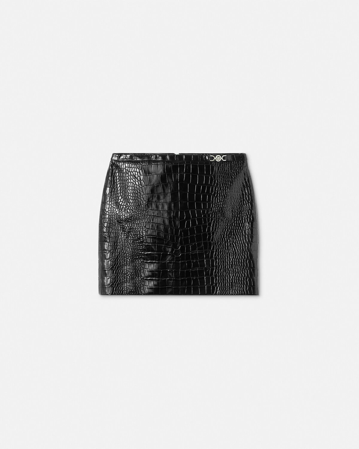 Croc-Effect Leather Mini Skirt - 1