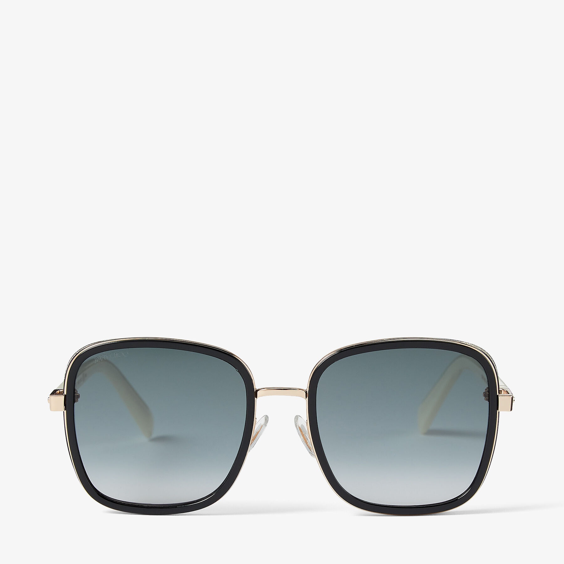 Elva
Black Square-Frame Sunglasses with Gold Glitter - 1