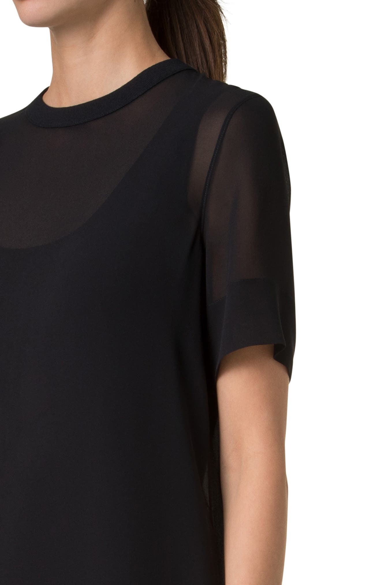 Akris Sheer Silk Georgette Shift Dress in Black at Nordstrom - 4
