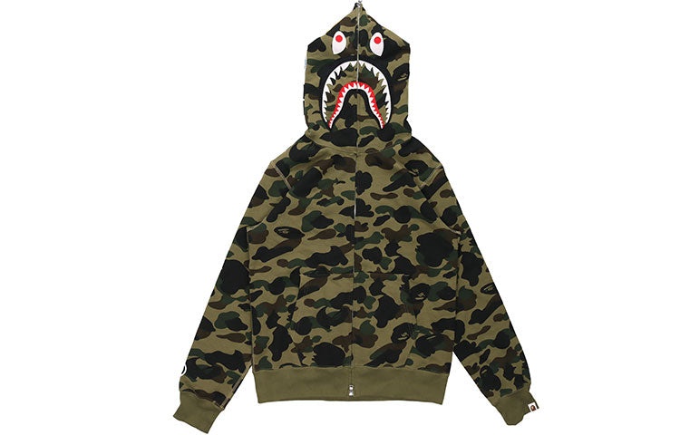 A Bathing Ape Camo Shark Full Zip Hoodie 'Olive Green' 1E80-115-022 - 3