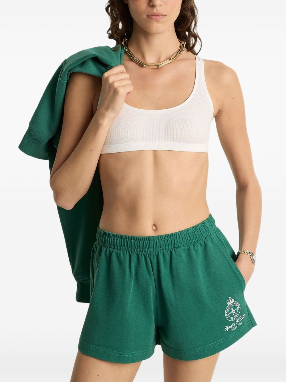 logo-embroidered elastic-waist shorts - 2