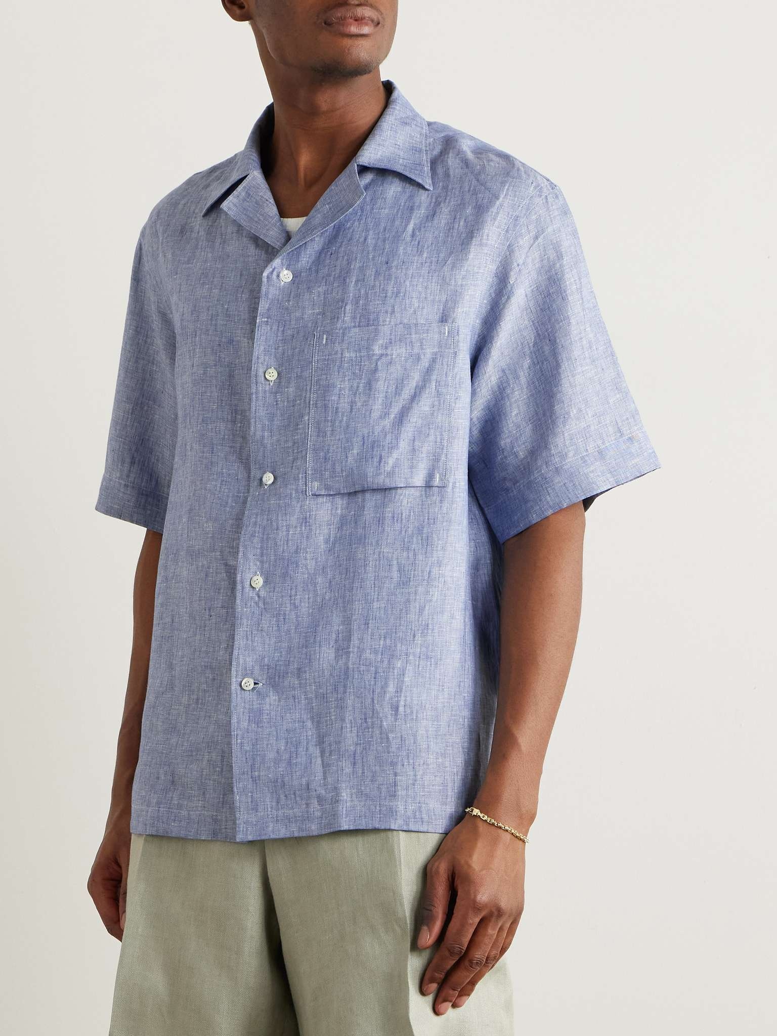 Federico Camp-Collar Linen Shirt - 3