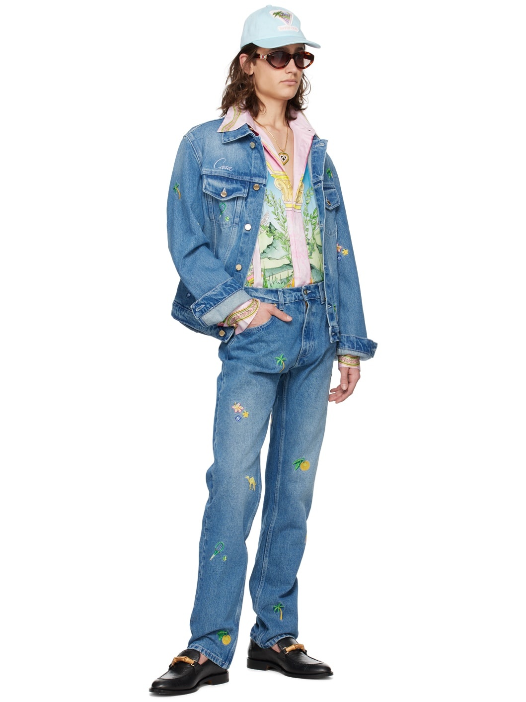 Blue Embroidered Denim Jacket - 5