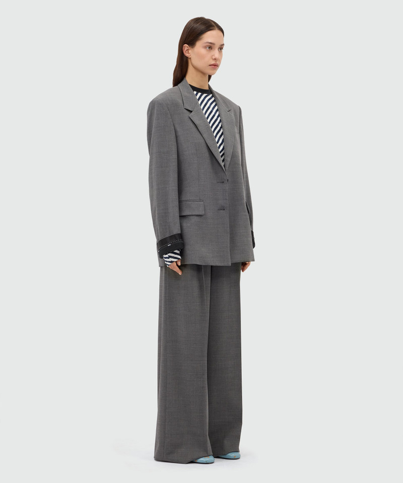 Grey palazzo trousers in lightweight wool with elasticated waistband and MSGM logo 4