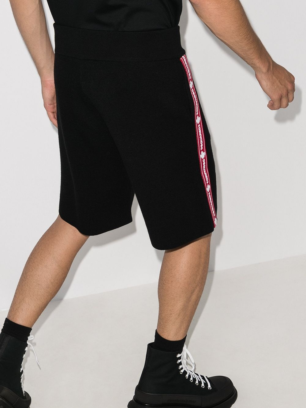 Logo tape wool track shorts - 3