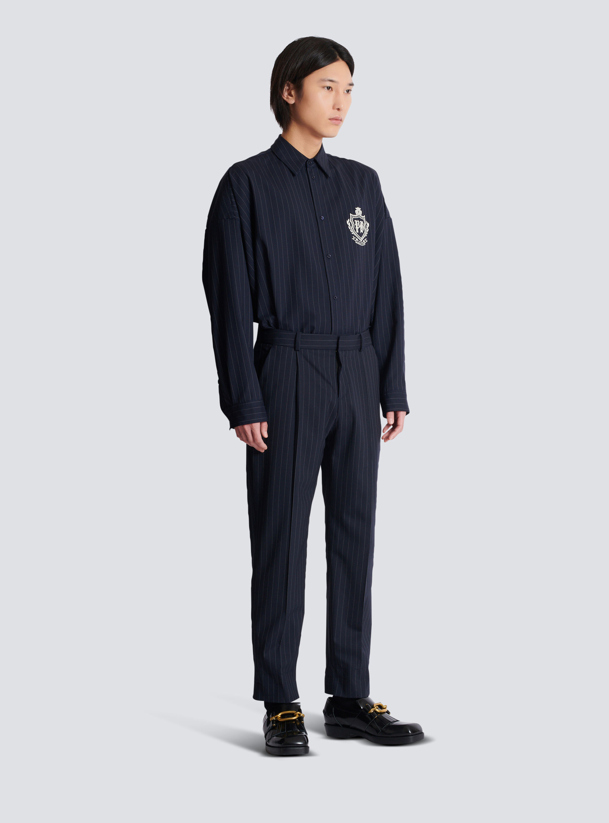 Straight-leg trousers in pinstripe wool - 3