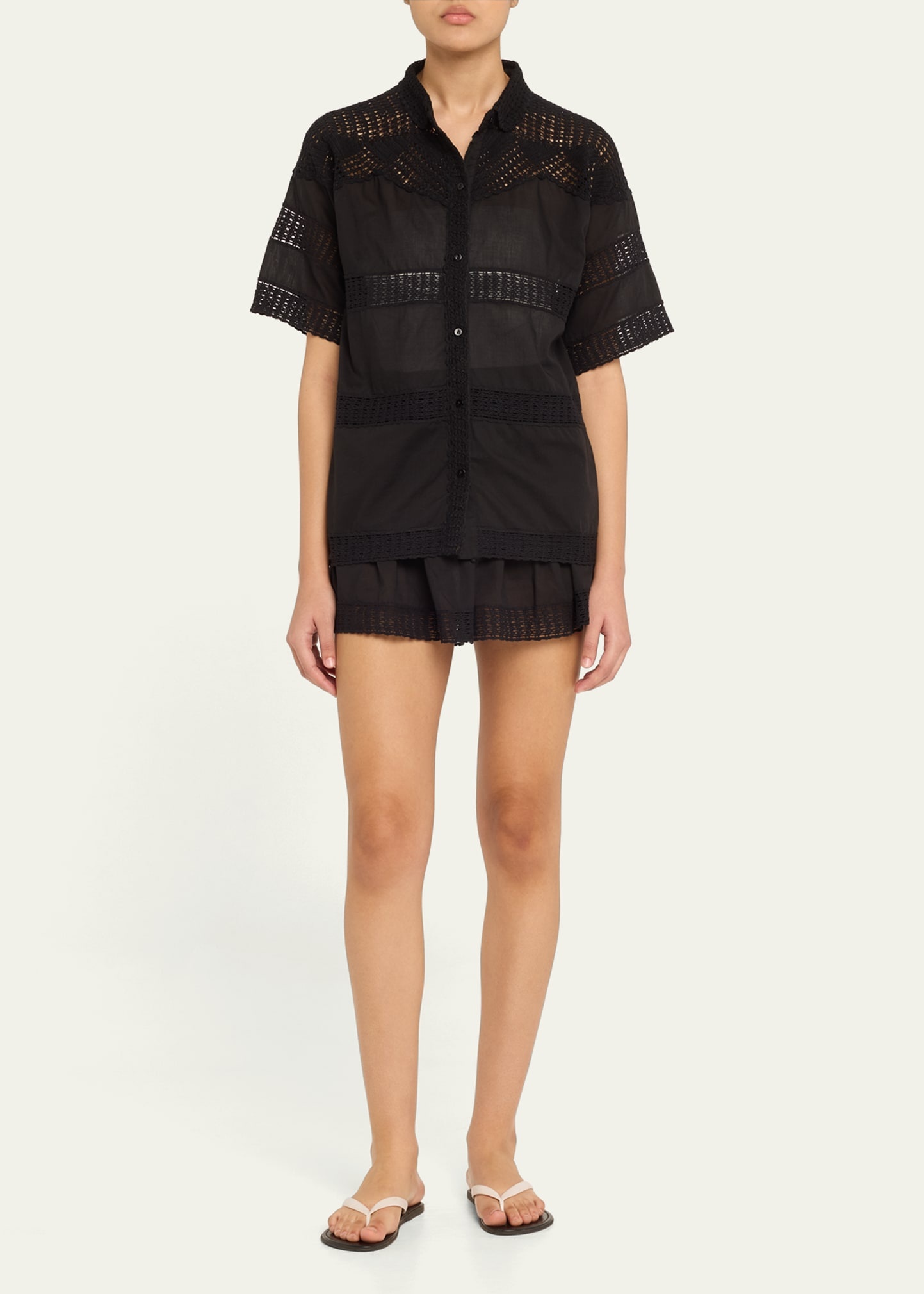 Amal Crochet Button-Front Shirt - 2