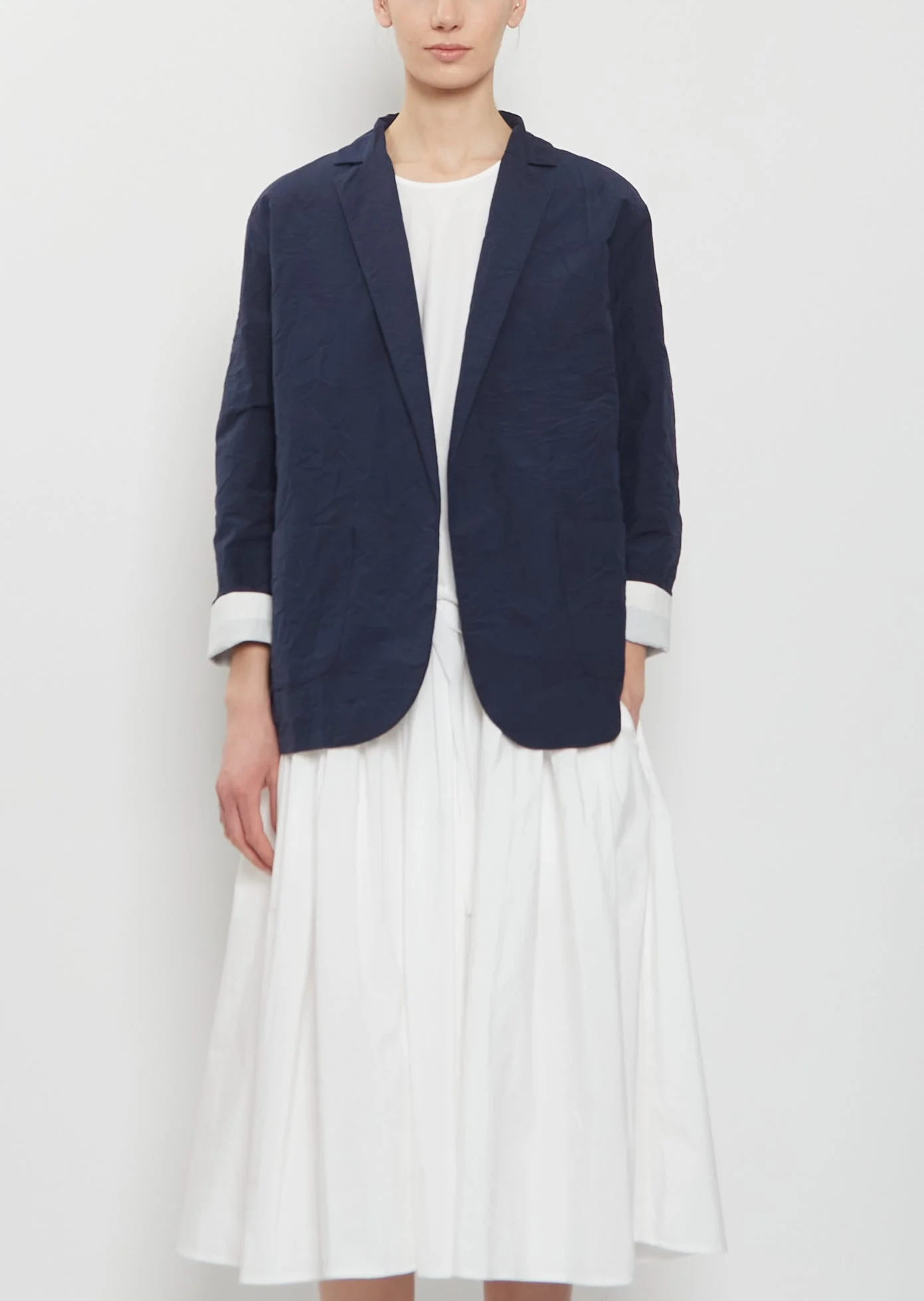 Open Front Crinkled Cotton Jacket - 1