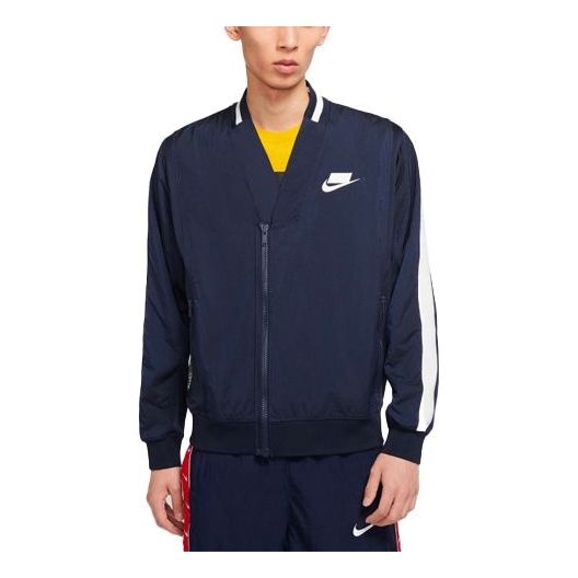 Nike Sportswear Nsw logo Printing Contrasting Colors Woven Jacket Navy Blue CJ5045-410 - 1