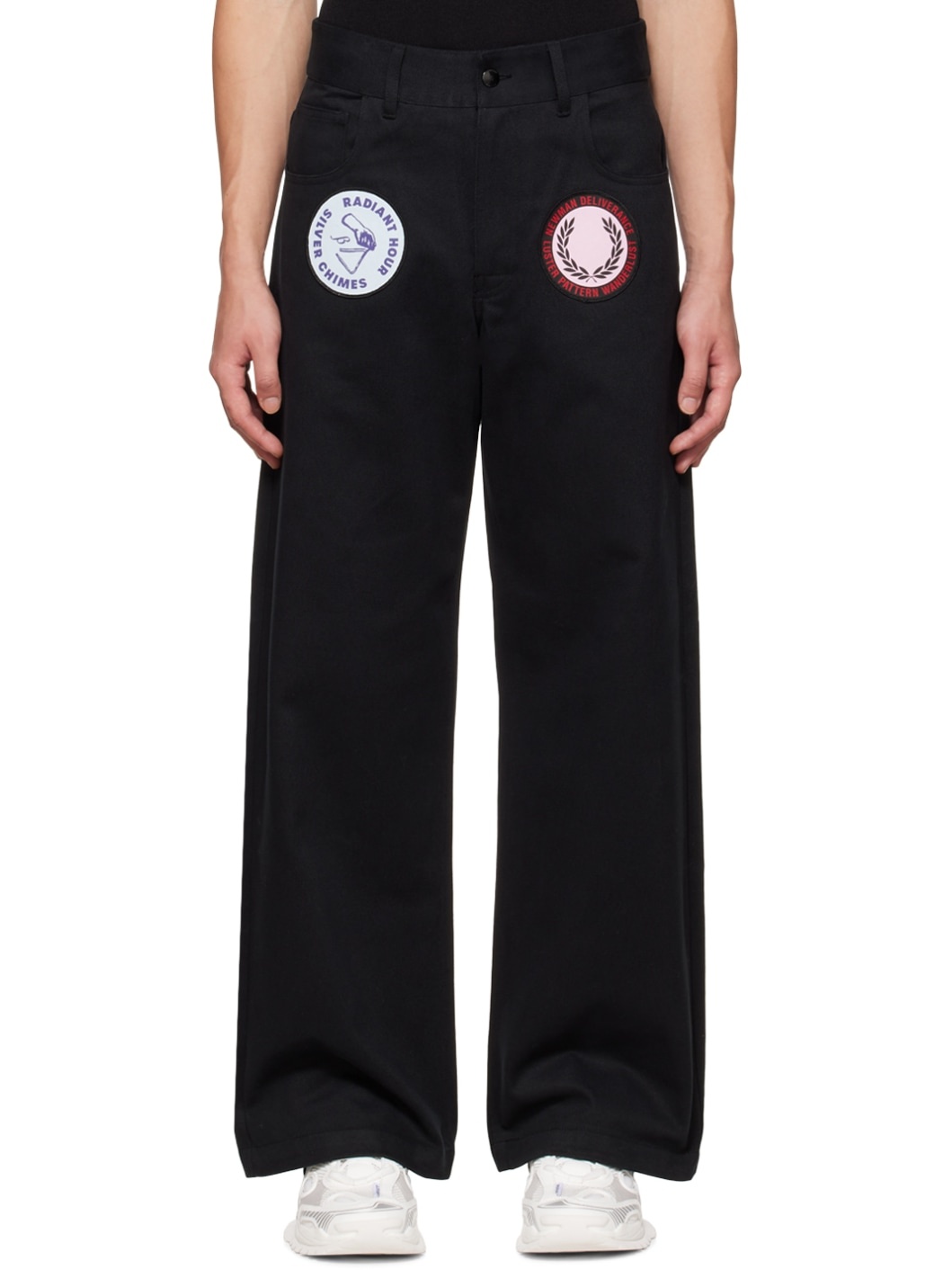 Black Fred Perry Patched Jeans - 1
