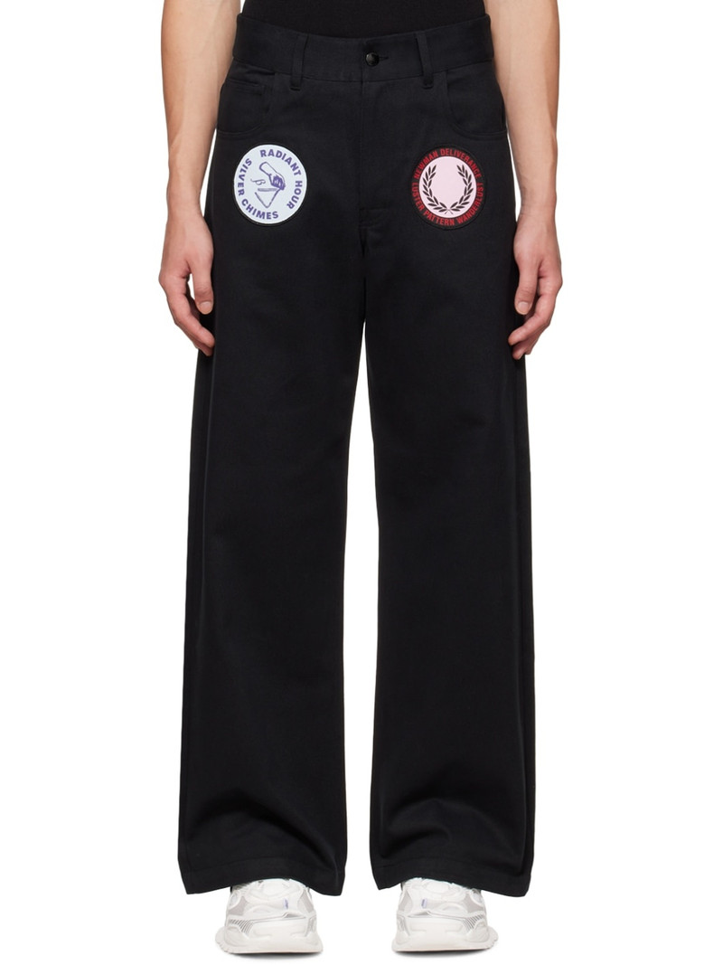 Black Fred Perry Patched Jeans 1