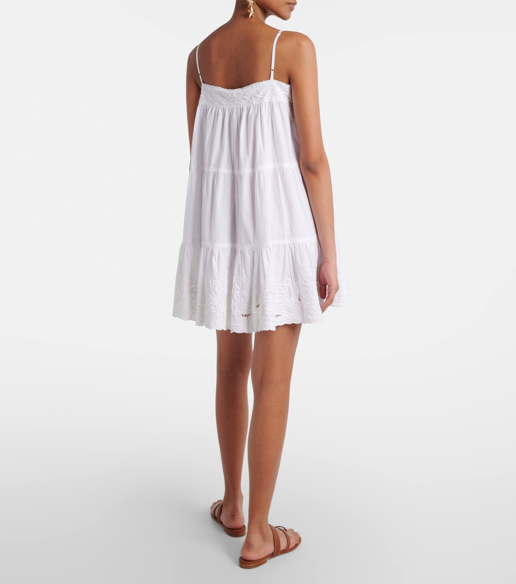 Embroidered cotton poplin slip dress - 3