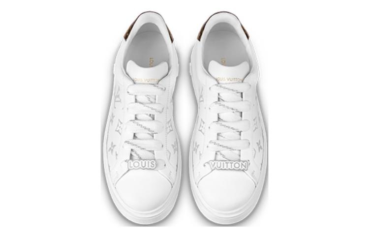 (WMNS) LOUIS VUITTON Time Out Sneakers 'White with Silver Monogram' 1AAJTY - 4