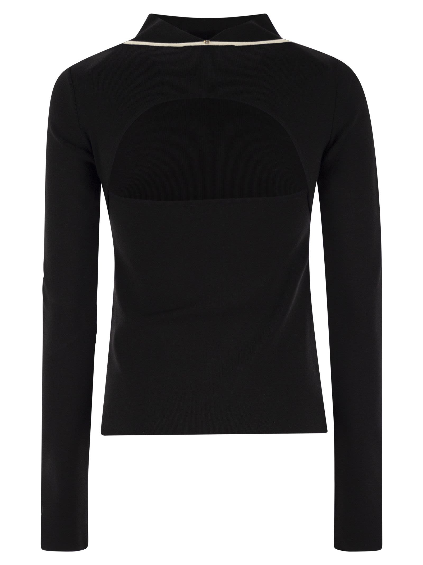 Sportmax Women Fitted Long Sleeves T-Shirt With Contrasting Edges - Adda - 2