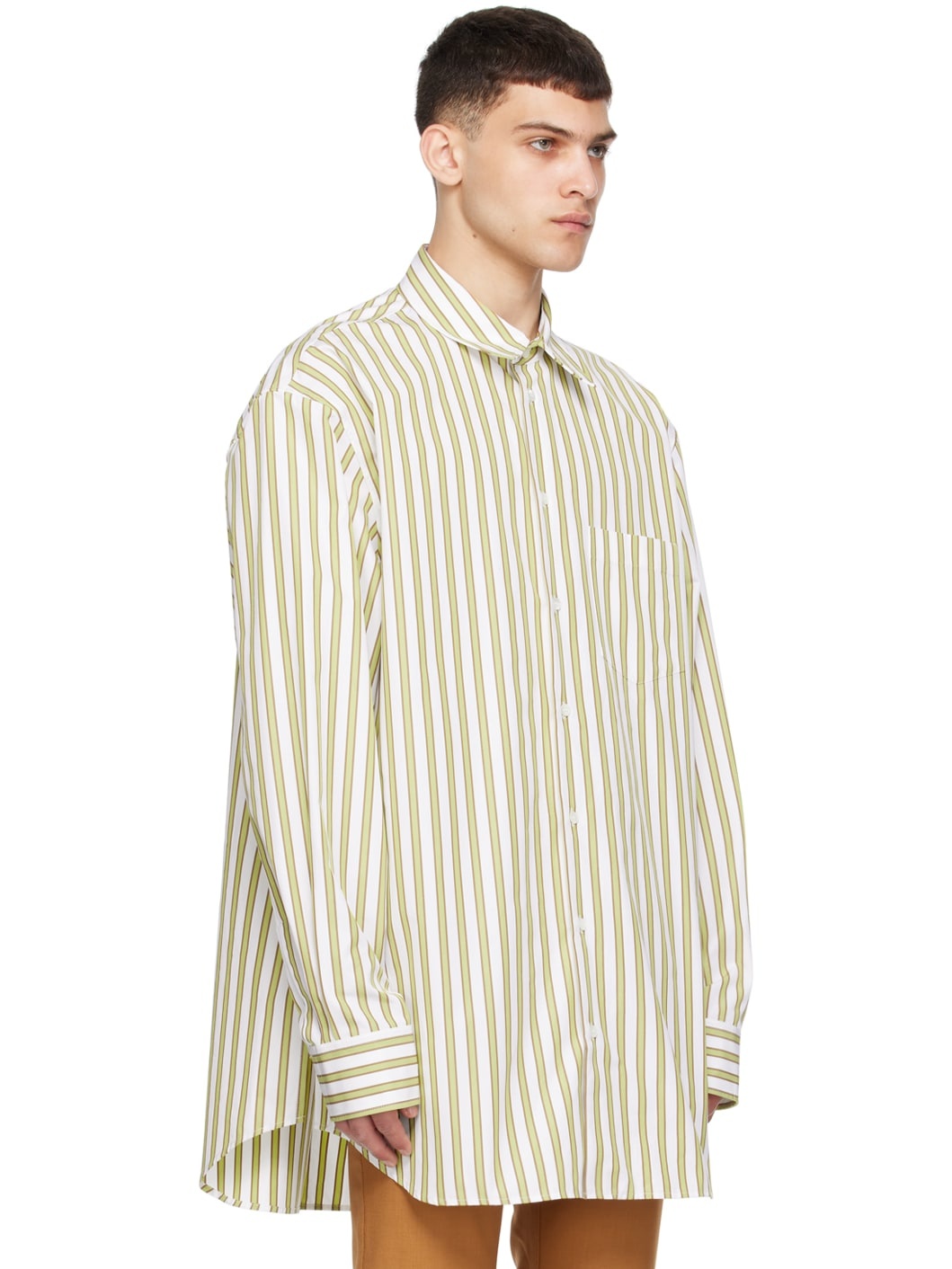 White & Yellow Striped Shirt - 2