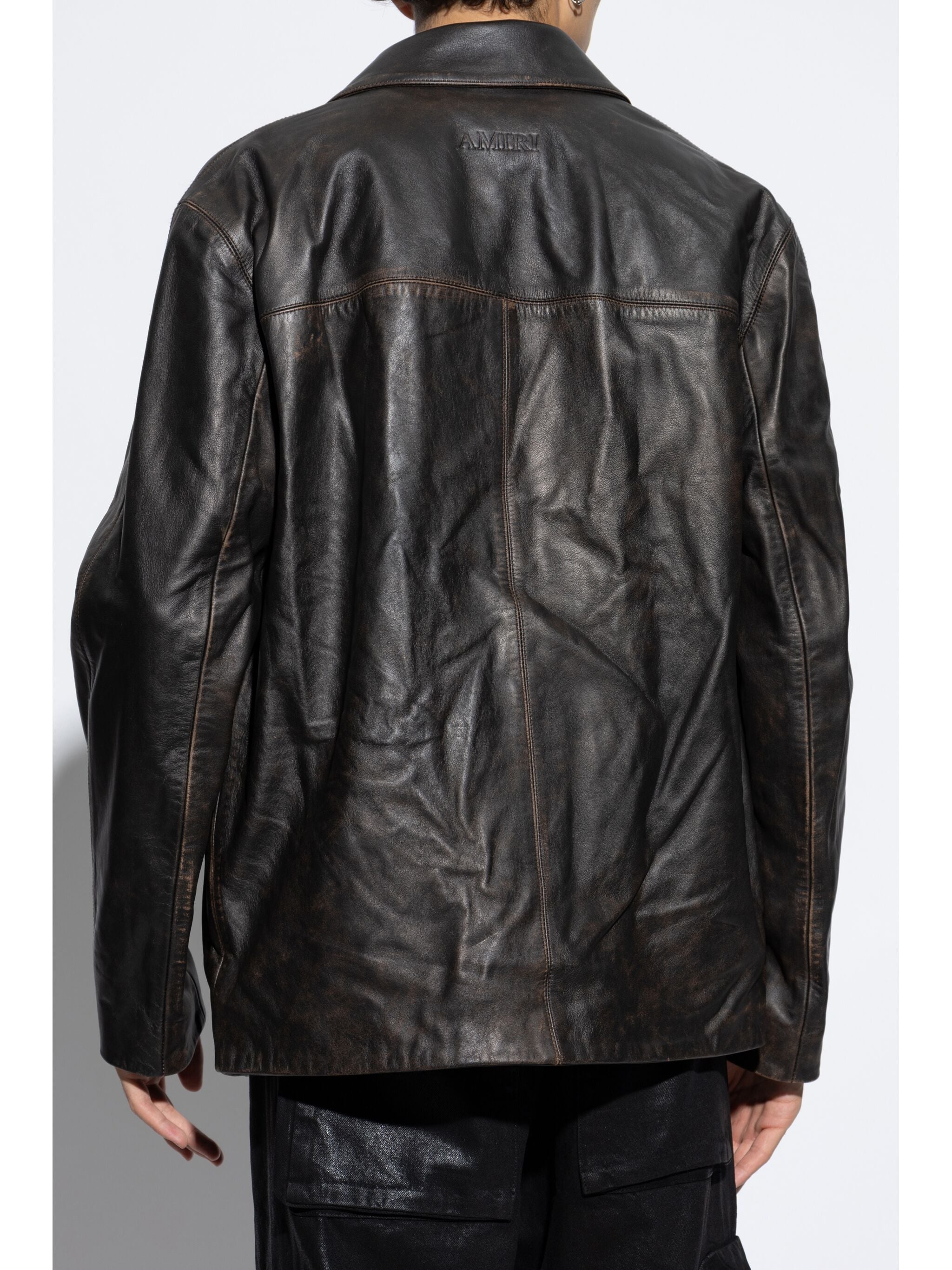 SINGLE-BREASTED LEATHER JACKET - 4