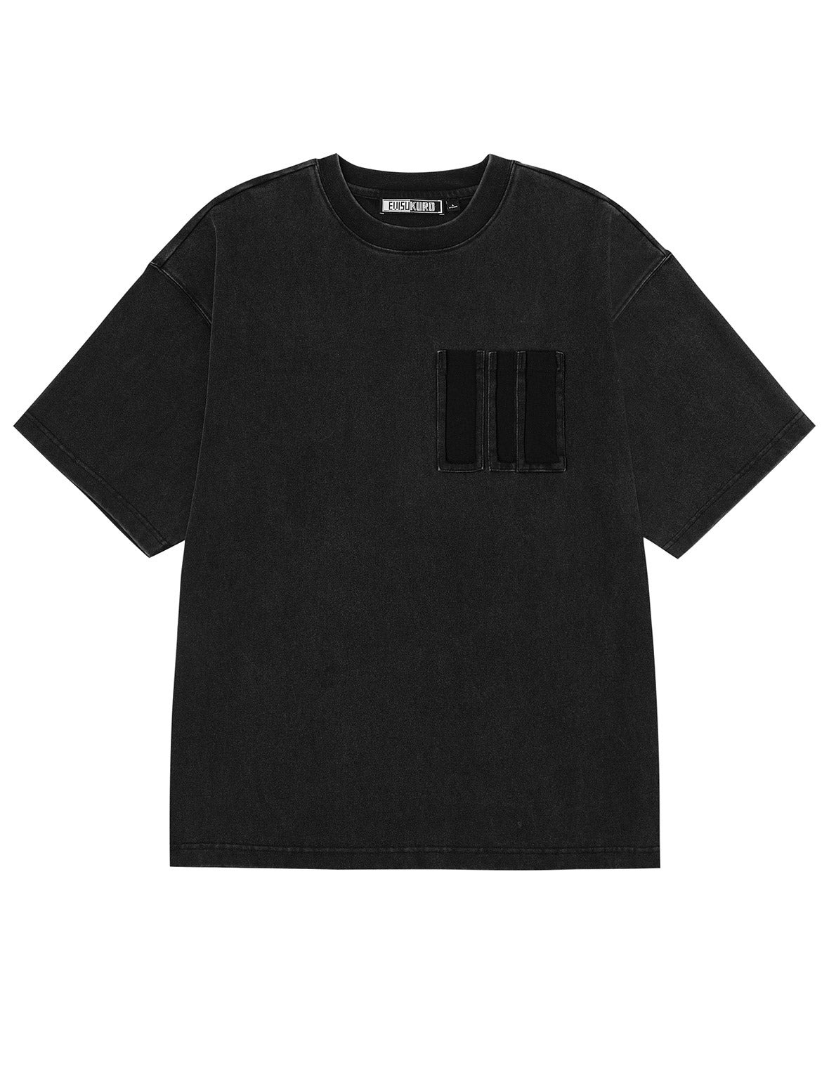 Washed Distressed Pocket and Gradient Print Loose Fit T-shirt - 2