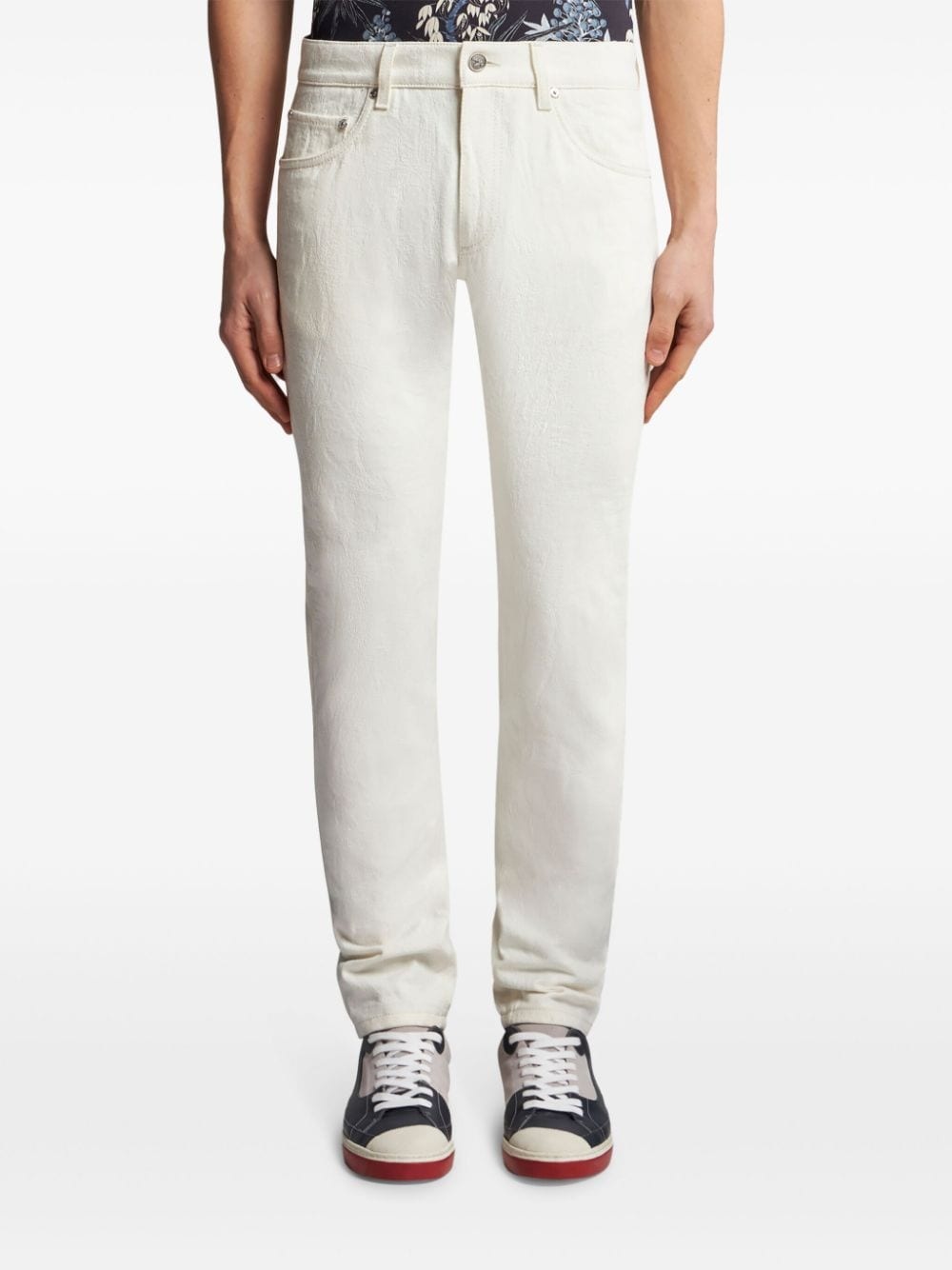 slim-cut jacquard jeans - 3