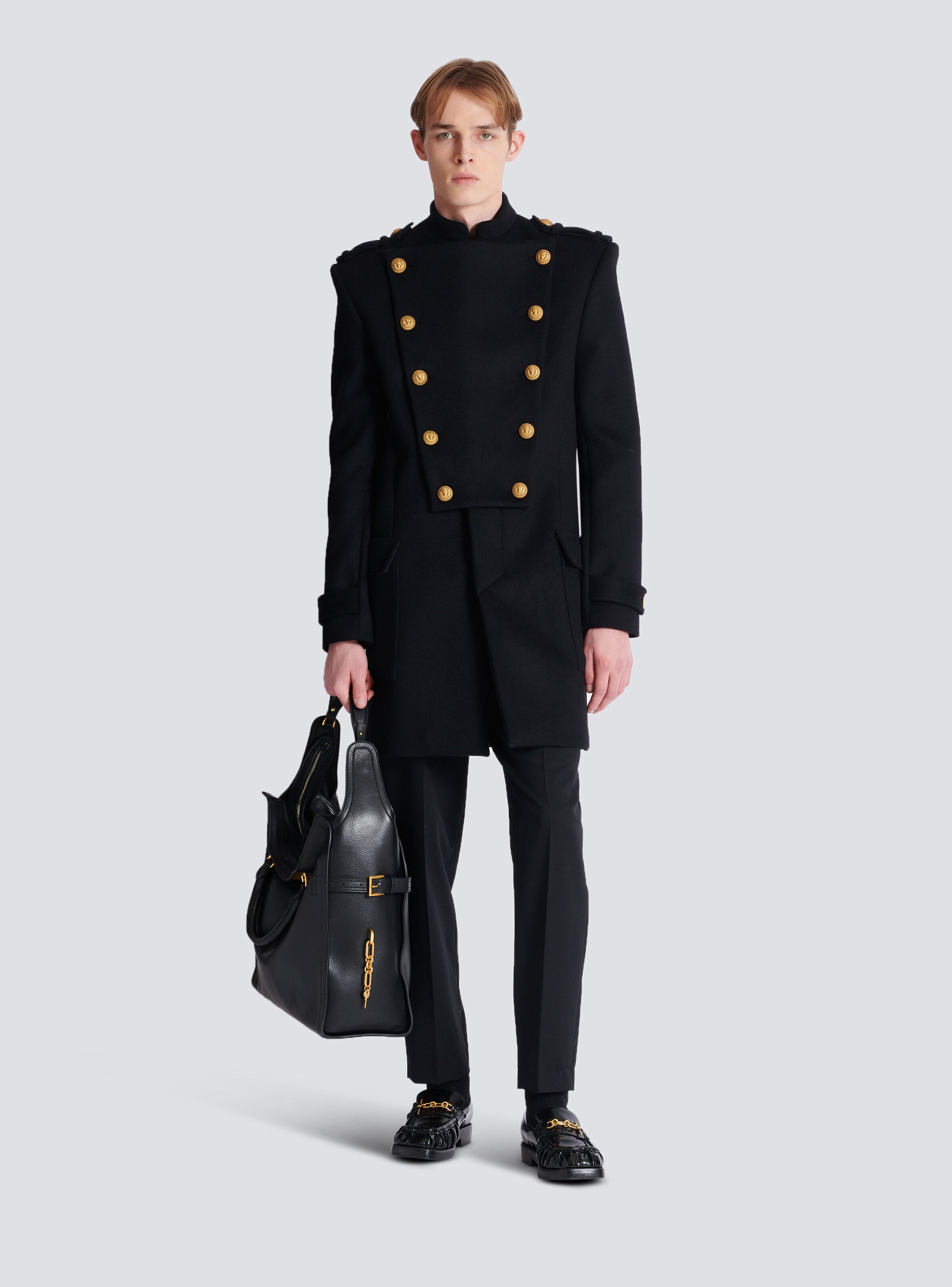 Wool and cashmere coat with detachable bib front - 2