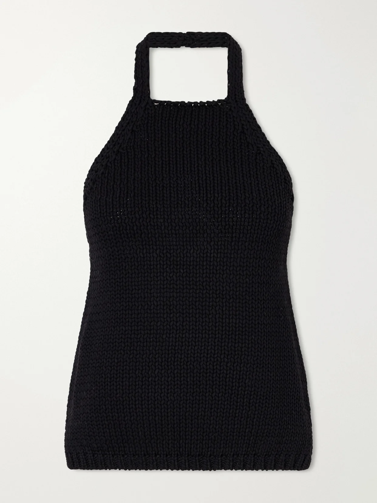 Knitted Cotton Halterneck Top - 1