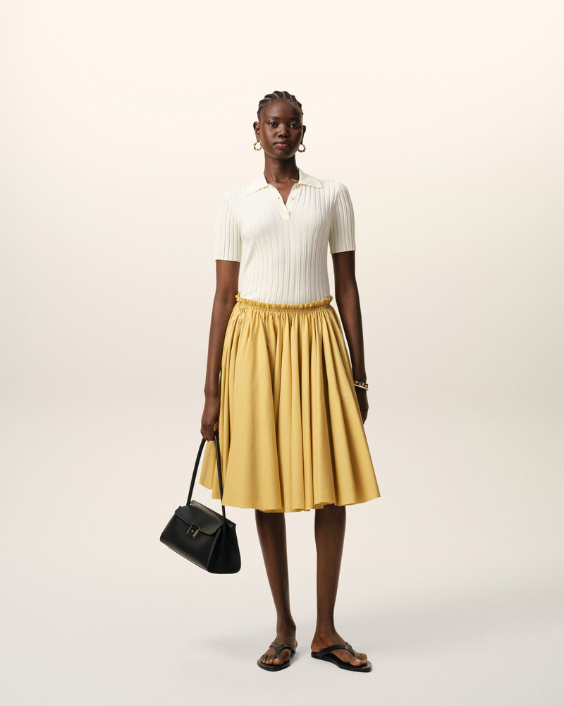 AMI Paris YELLOW COTTON MIDI COROLLA SKIRT outlook