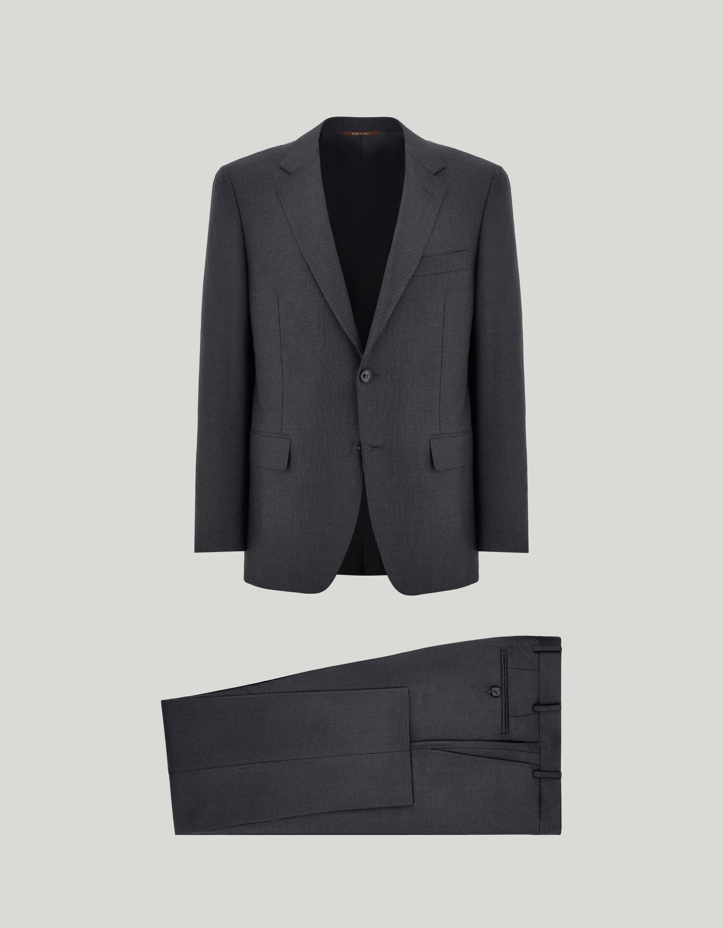 ANTHRACITE 160’S WOOL BIRDSEYE MOTIF REGULAR-FIT SUIT - 1