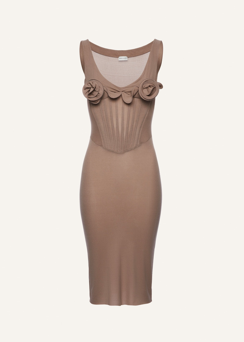 Flower bustier midi dress in beige - 1