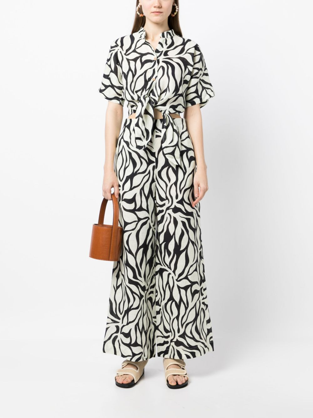 botanical-print palazzo pants - 2