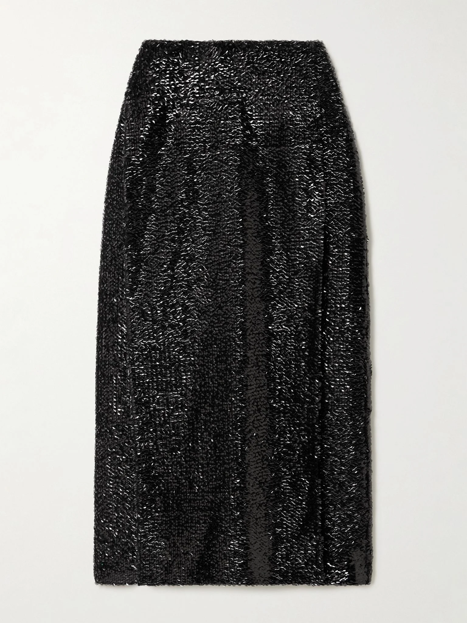 Kanji sequined crepe midi skirt Black - 1