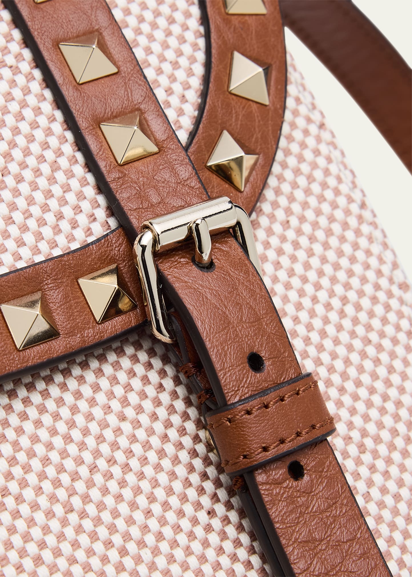 Small Rockstud Canvas Saddle Crossbody Bag - 5