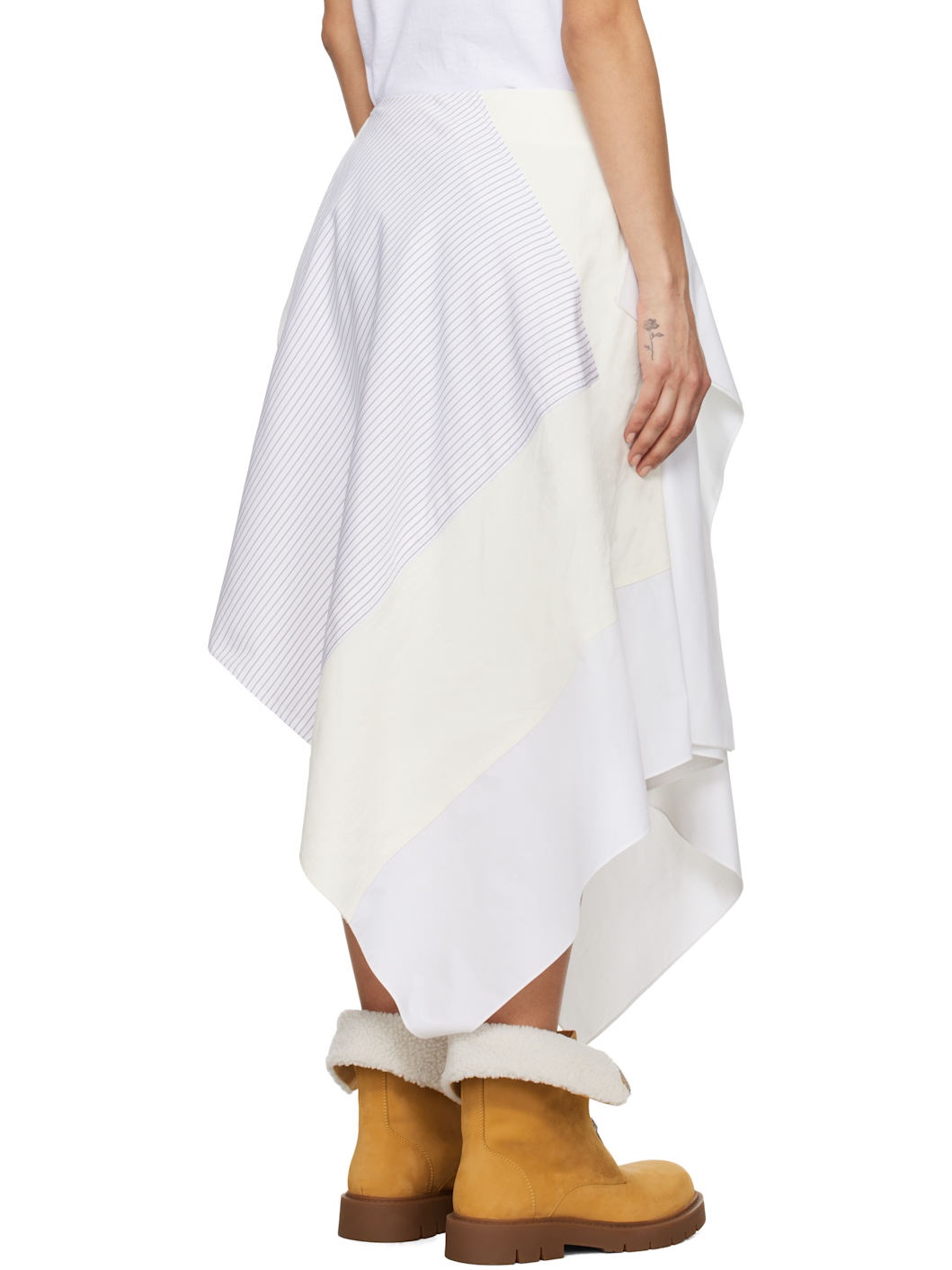 Off-White Asymmetric Patchwork Midi Skirt - 3