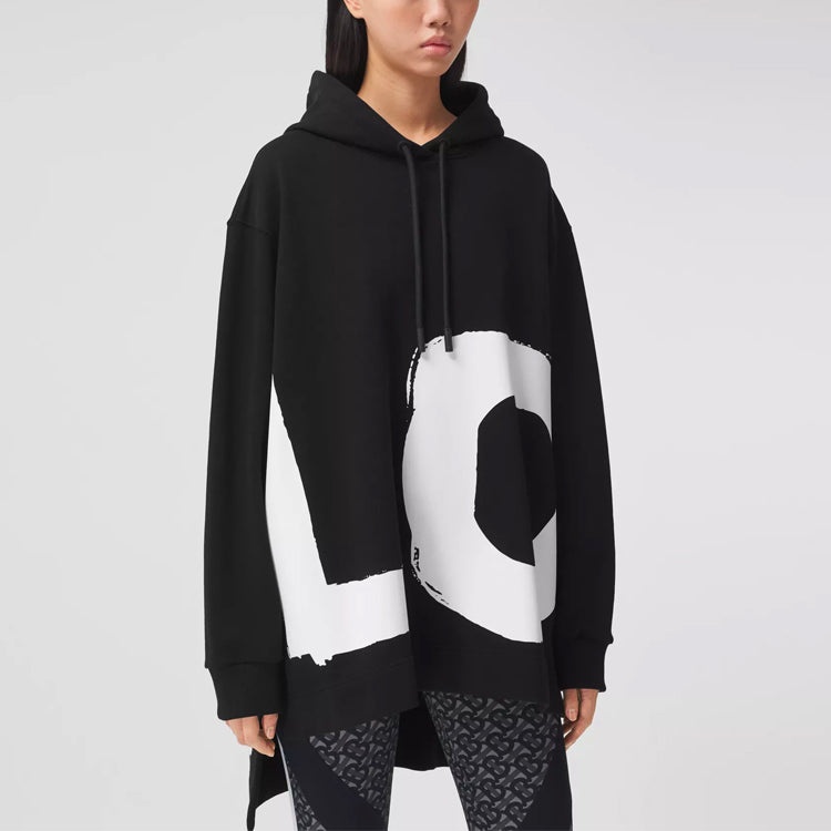 (WMNS) Burberry Love Long Sleeve Hoodie Black 80376701 - 4