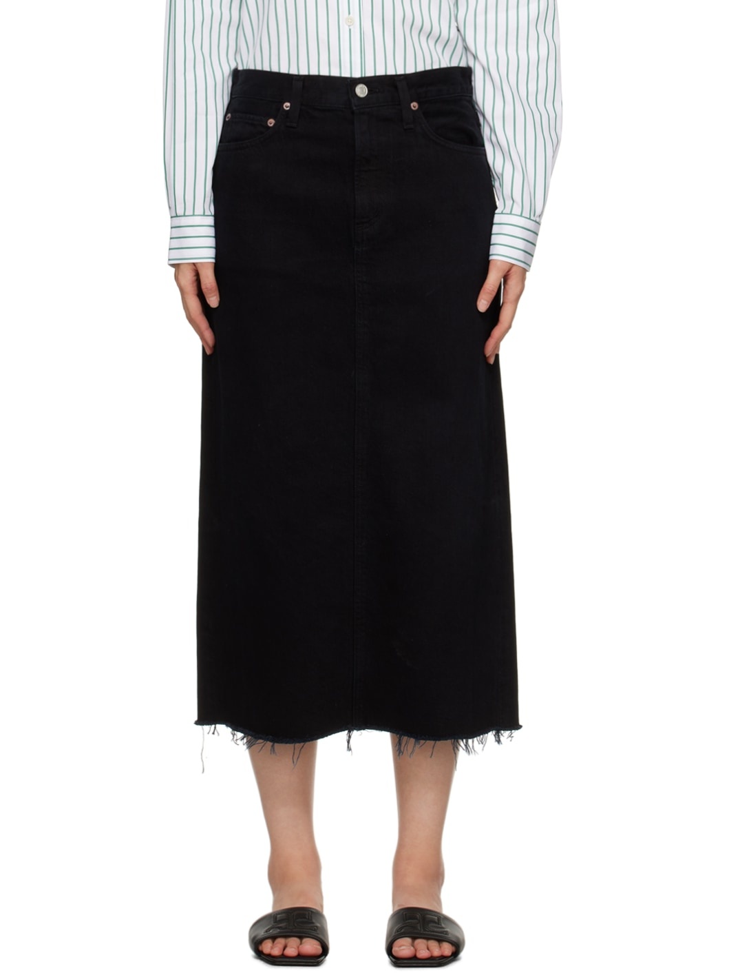 Black Della Denim Midi Skirt - 1
