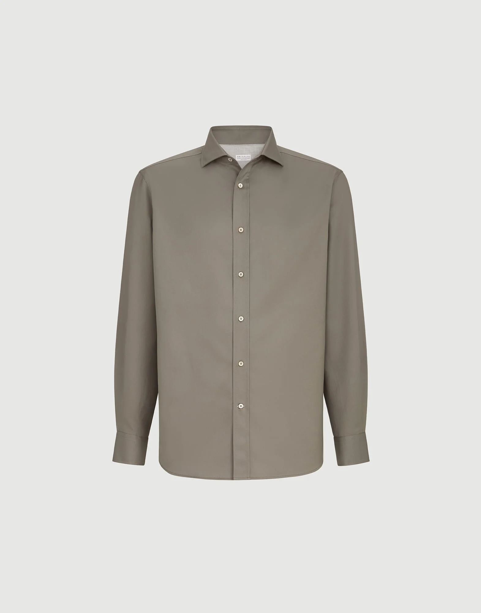 Garment-dyed twill shirt with spread collar - 1
