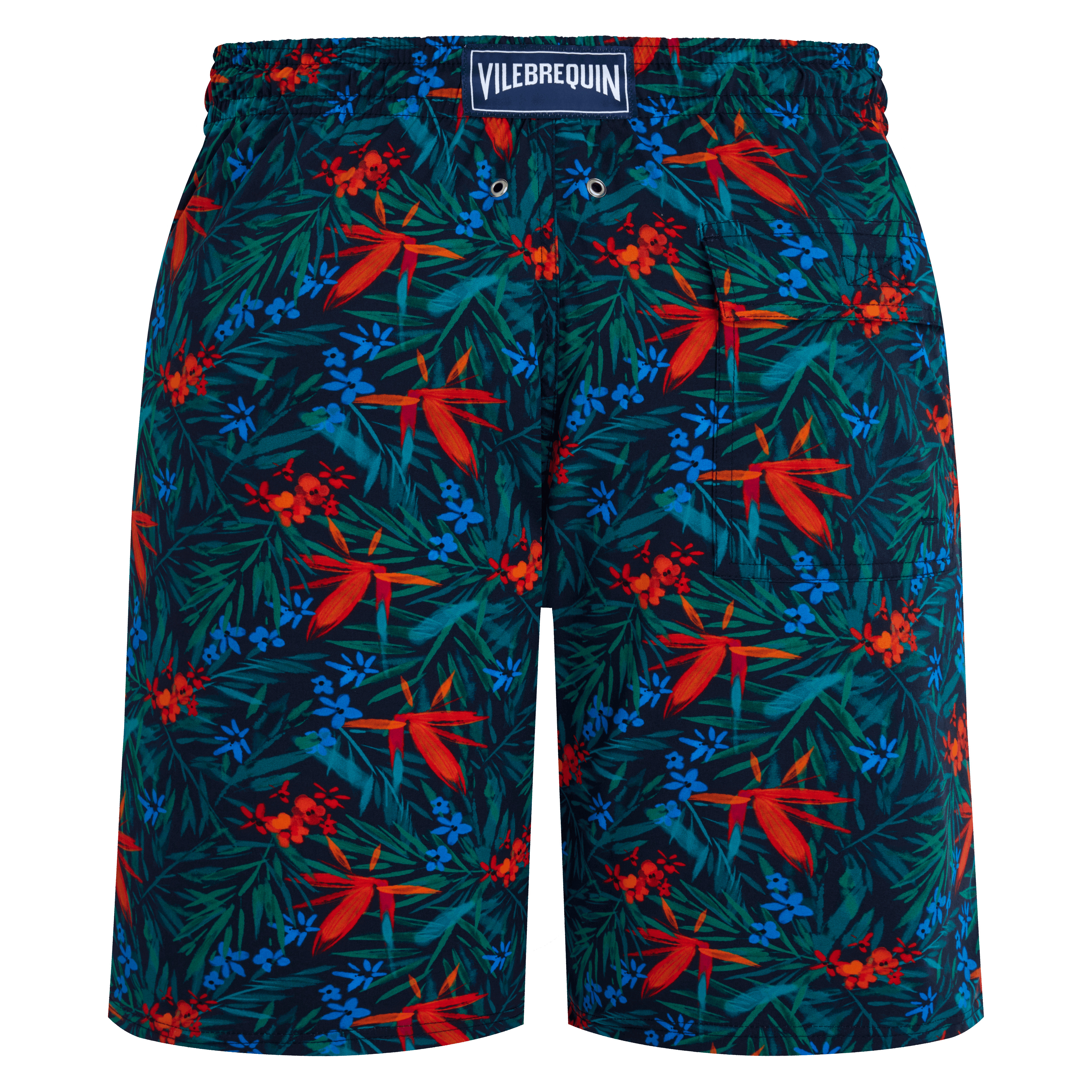 Men Stretch Long Swim Trunks Tropical Flowers - 2