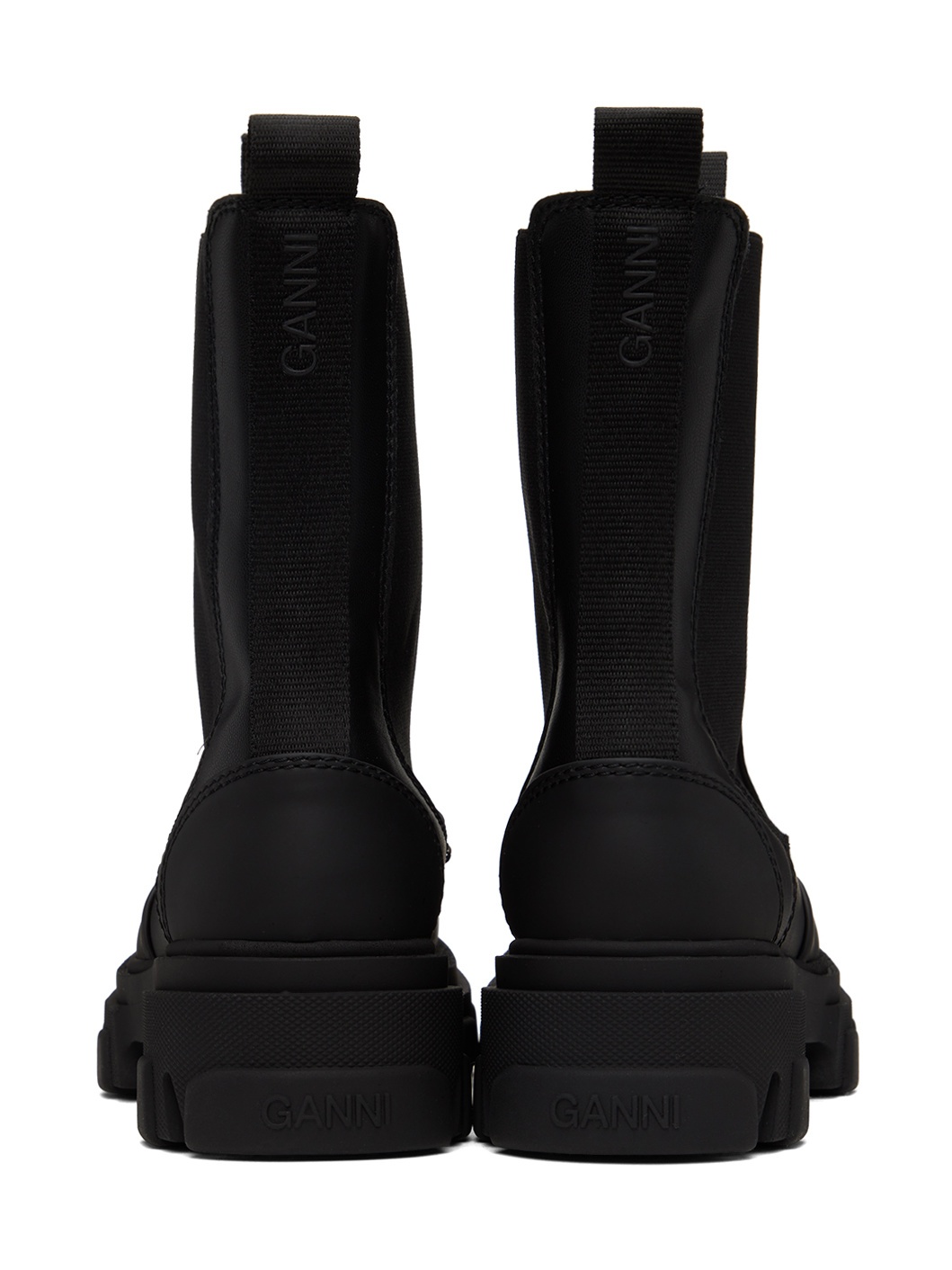 Black Stitch Cleated Mid Chelsea Boots - 2