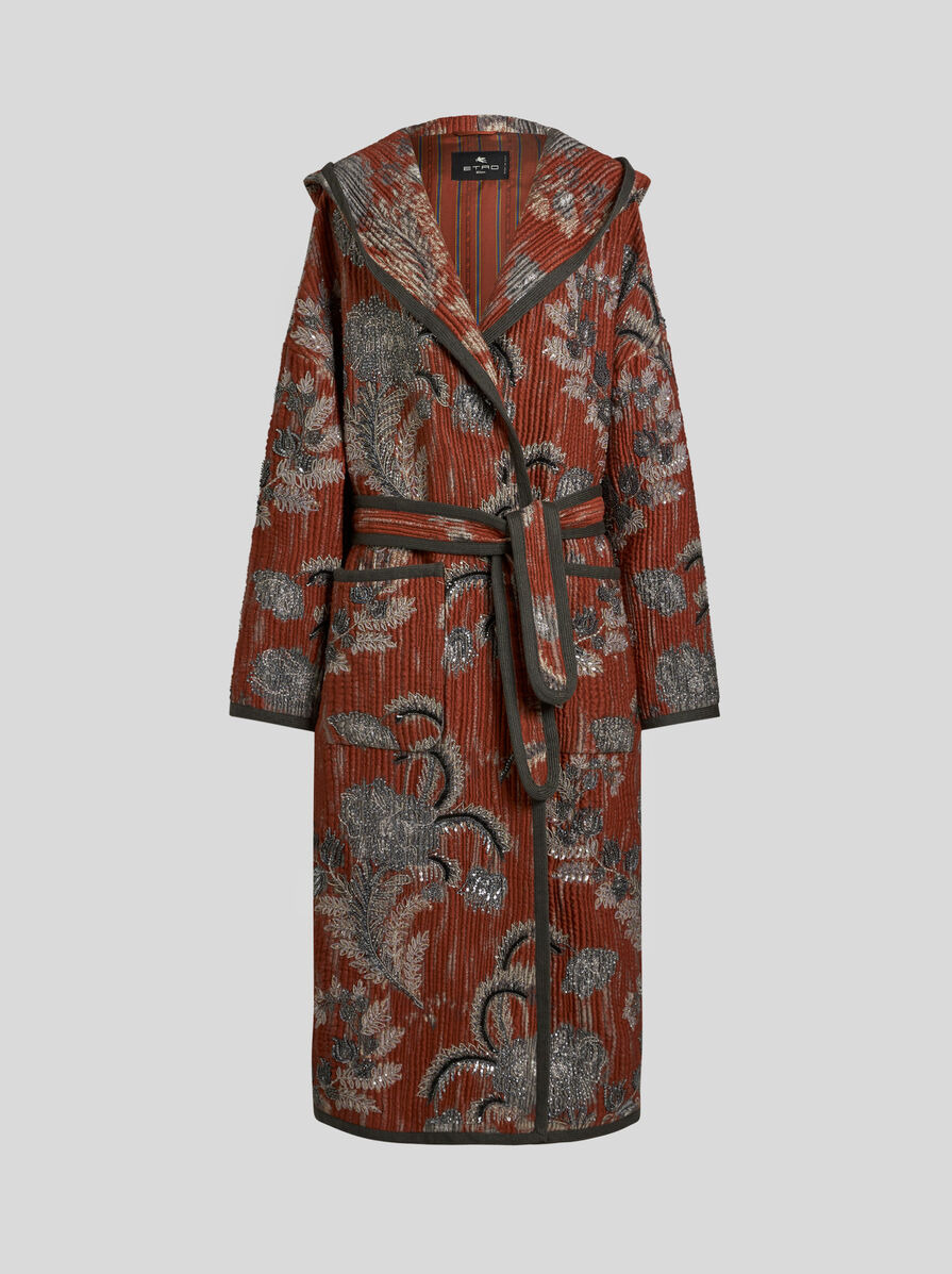 QUILTED JACQUARD COAT WITH EMBROIDERY - 1