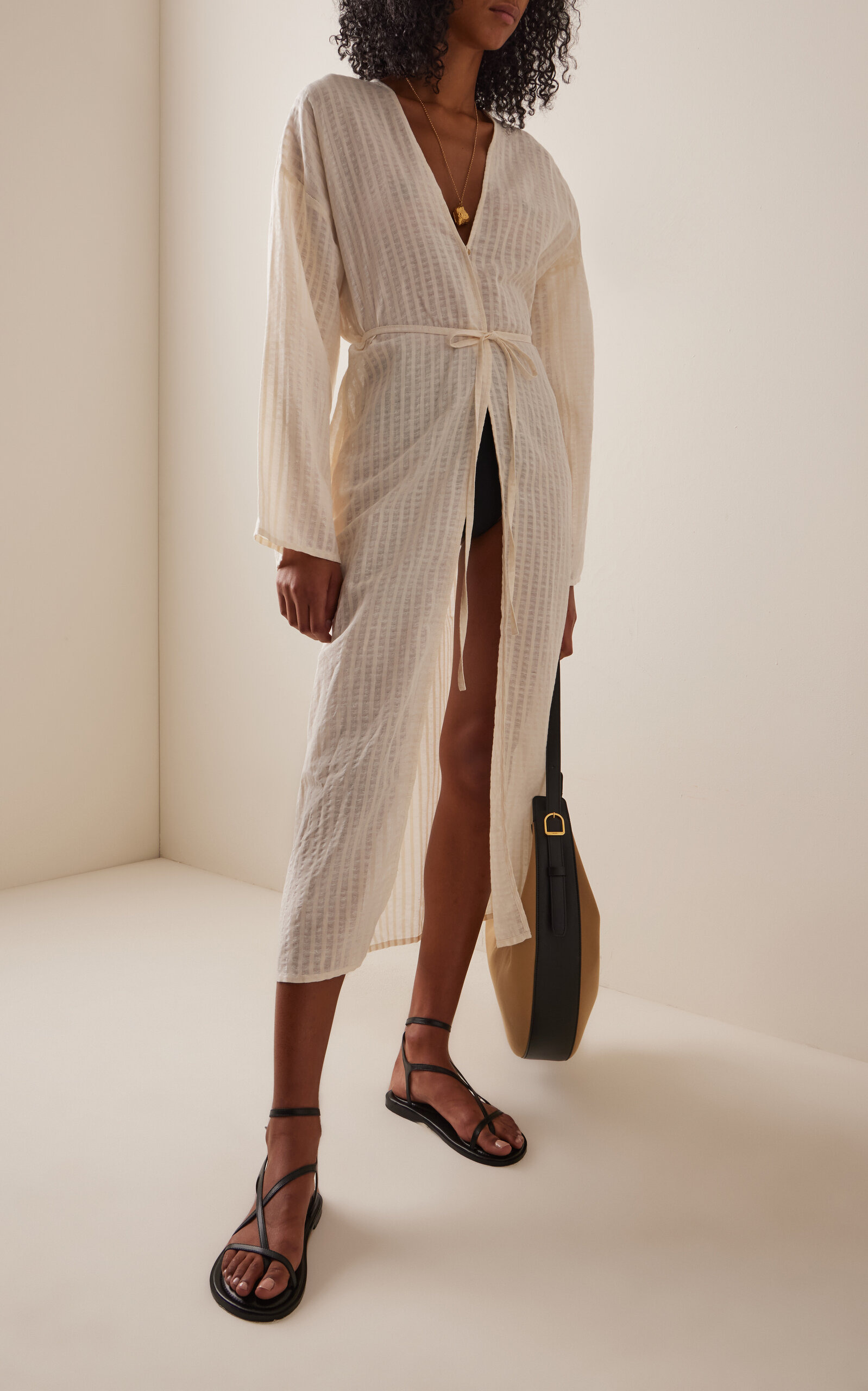The Lorenzo Cotton-Linen Robe white - 2