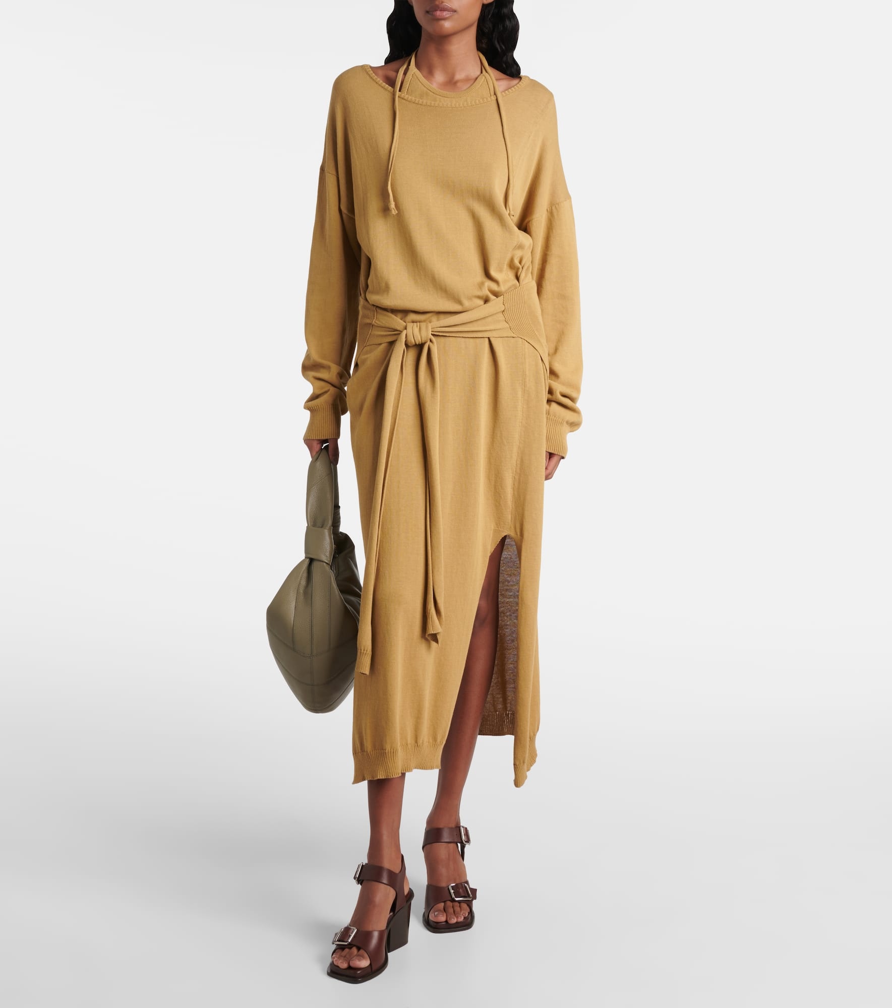 Trompe-l'œil cotton midi dress - 2